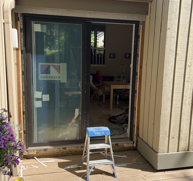 Caulk and insulate around the Gliding door